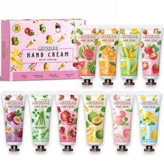 MIYUELENI 10-pack hand cream varieties shown for daily hydration and scent variety.