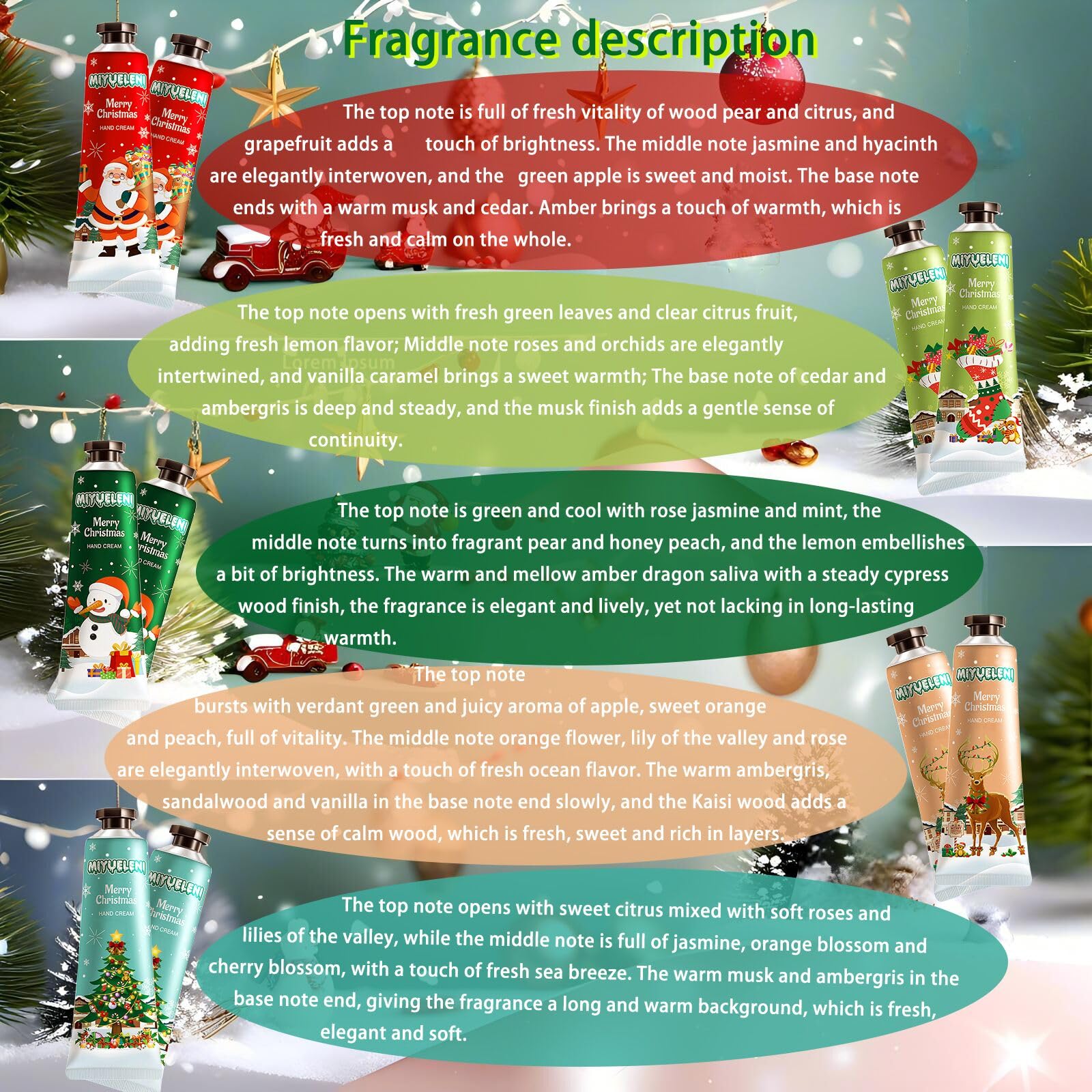 MIYUELENI stocking-stuffer tubes arranged showcases compact care for busy hands.