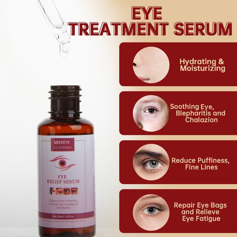 MIZEEYE Styes Eye Relief Serum dropper closeup for easy two-drop application