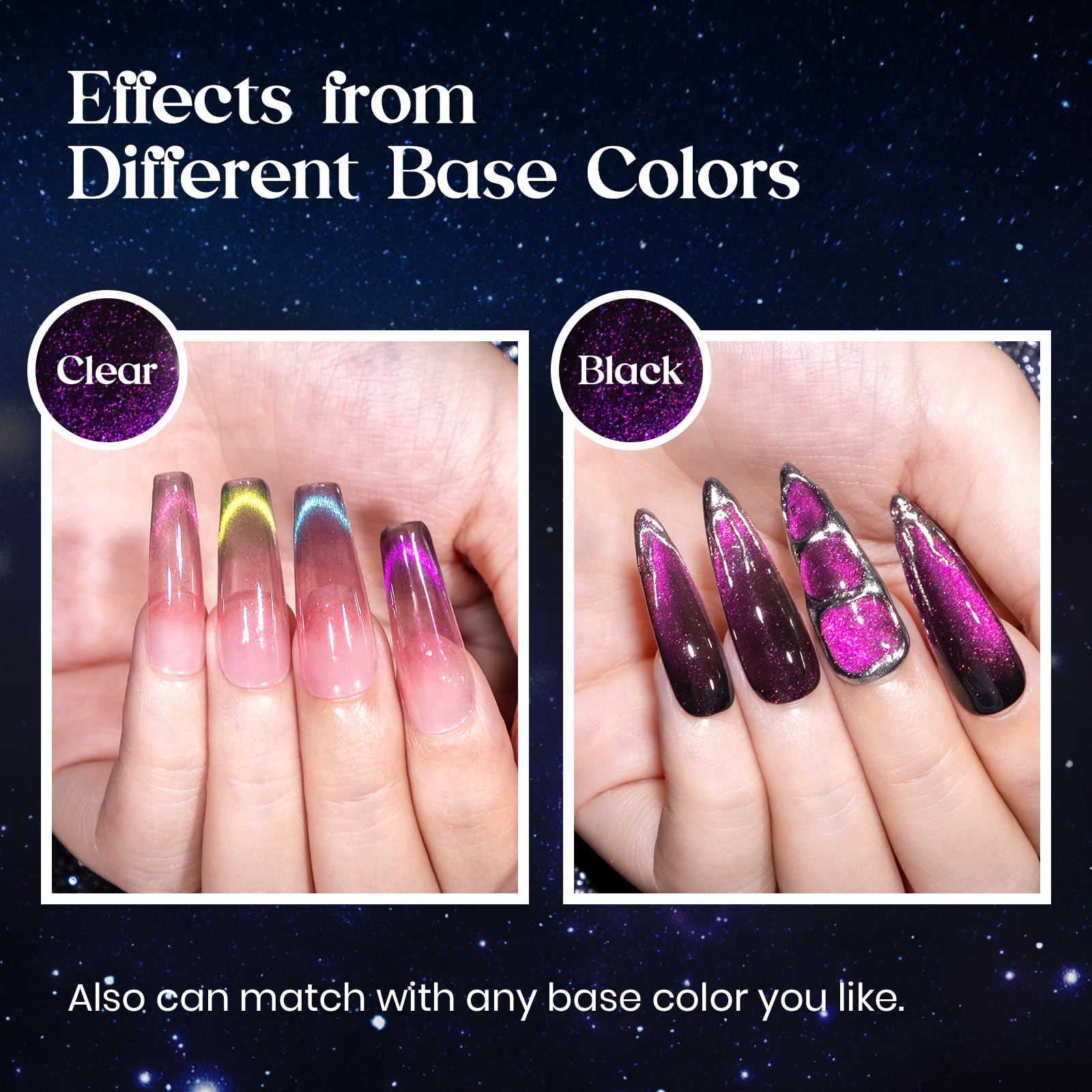 MIZHSE 9D cat eye shine detail under light for pronounced gradient effect.