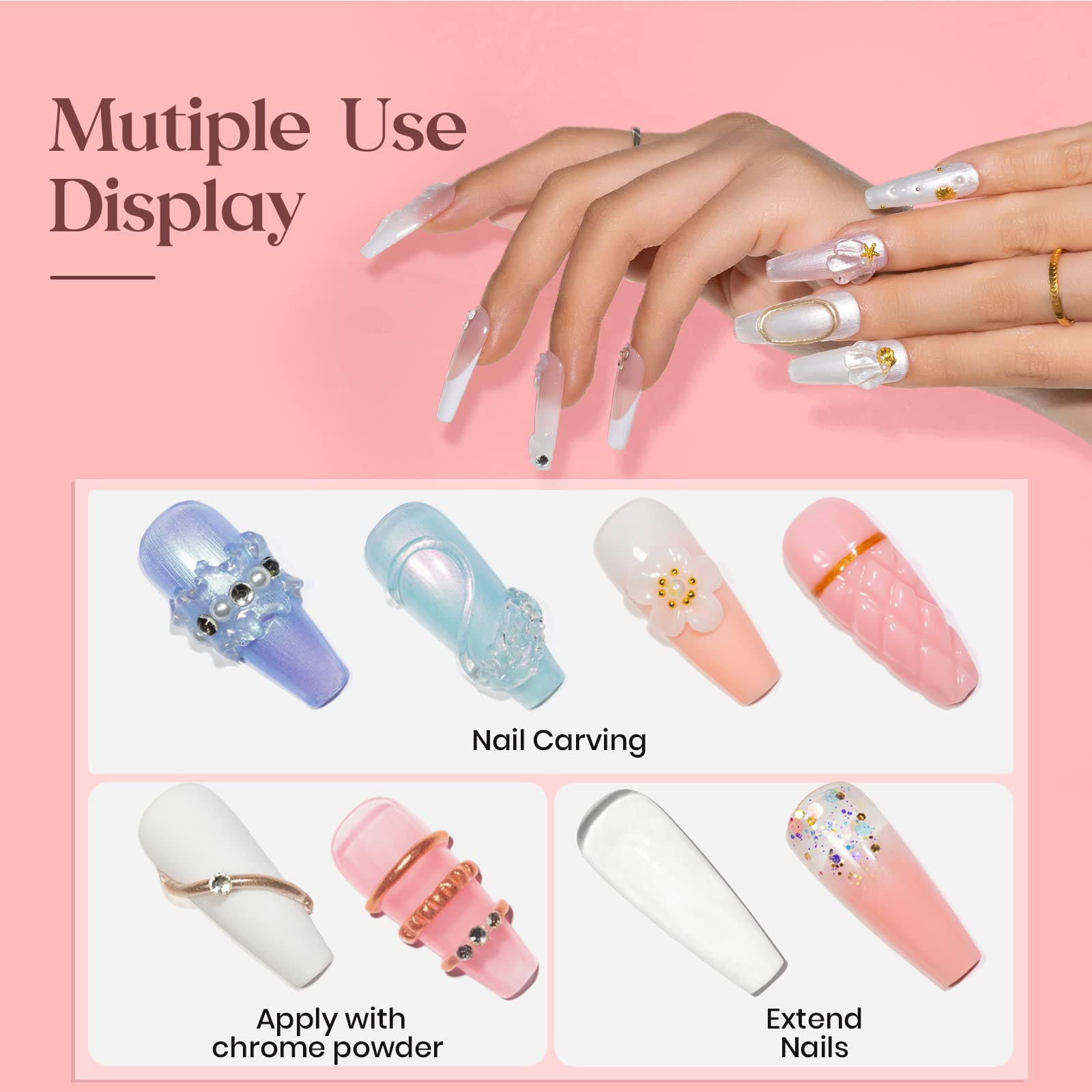 MIZHSE carving extension gel demonstrating precise shaping on nails