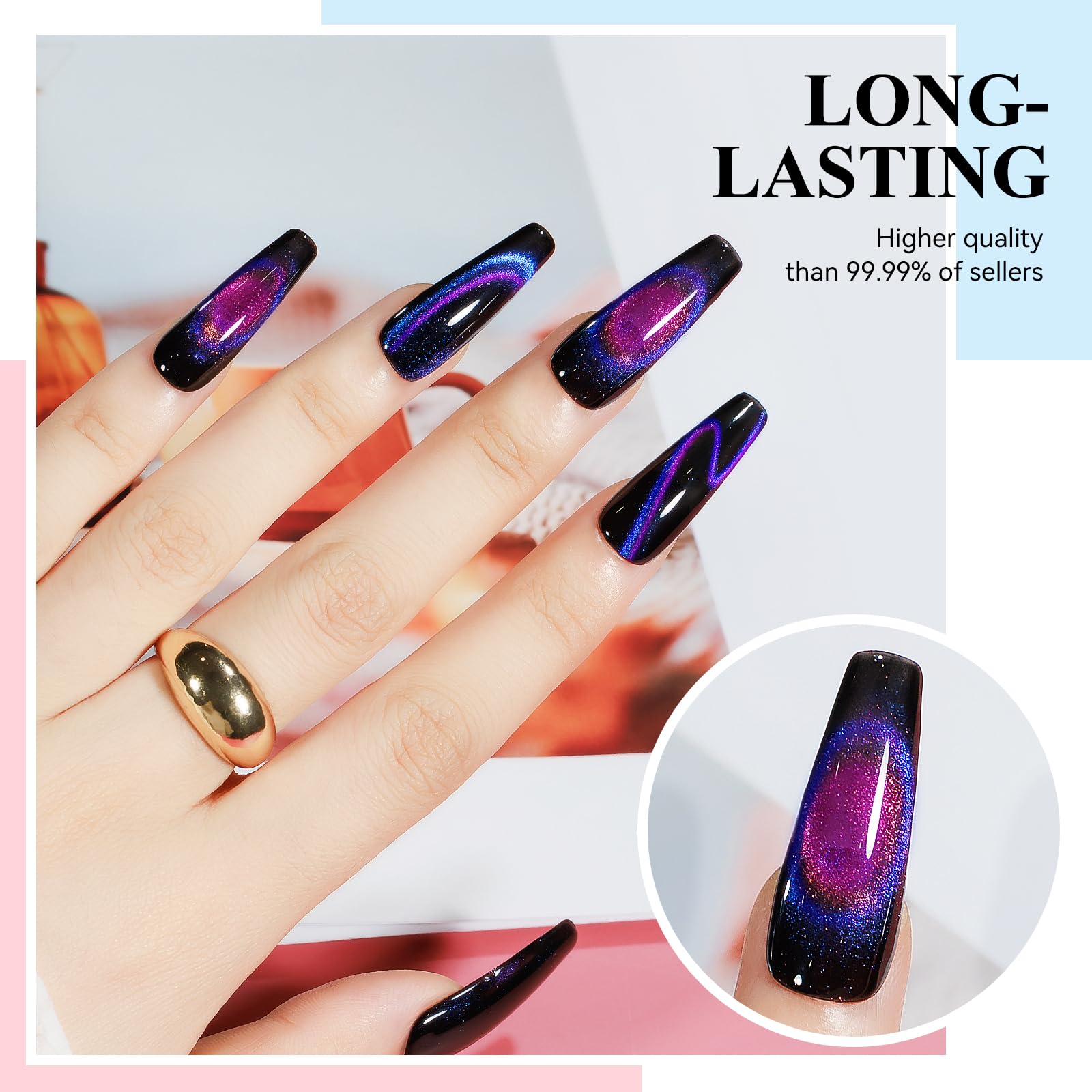 MIZHSE galaxy-shimmer polish shows reflective finish for dramatic nails.