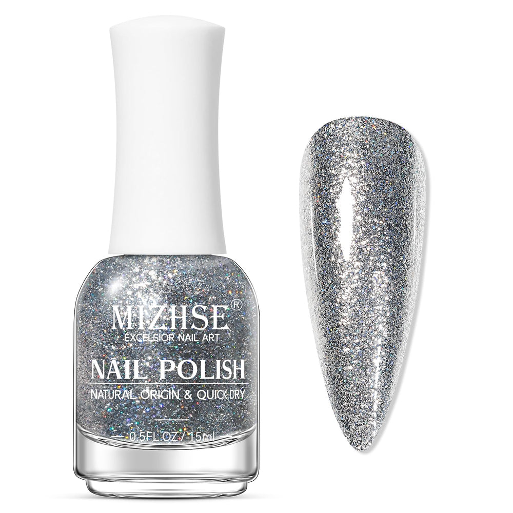 MIZHSE glitter silver nail polish packaging communicates quality and user-friendly design