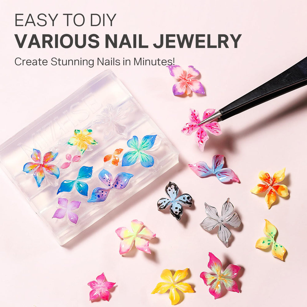 MIZHSE gold chrome powder for shimmering finishes on 3D nail art