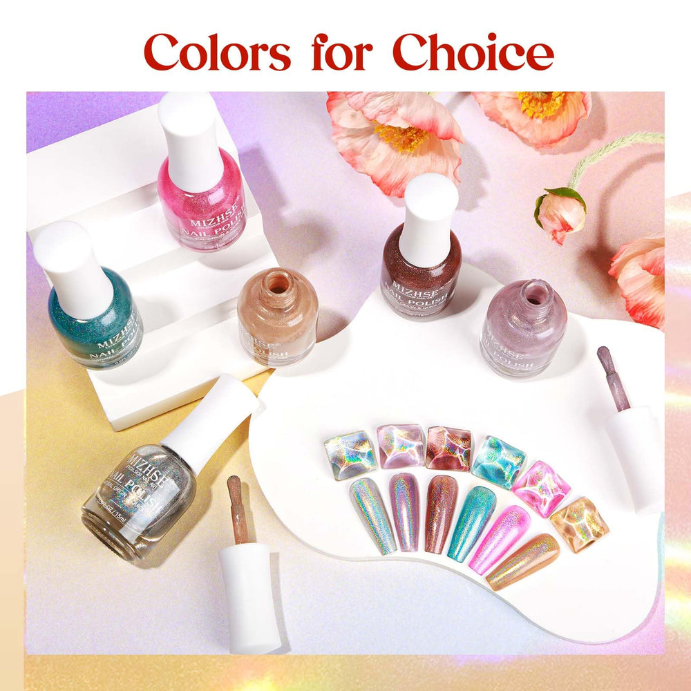 MIZHSE holographic brown glitter polish for chic chrome-like manicure
