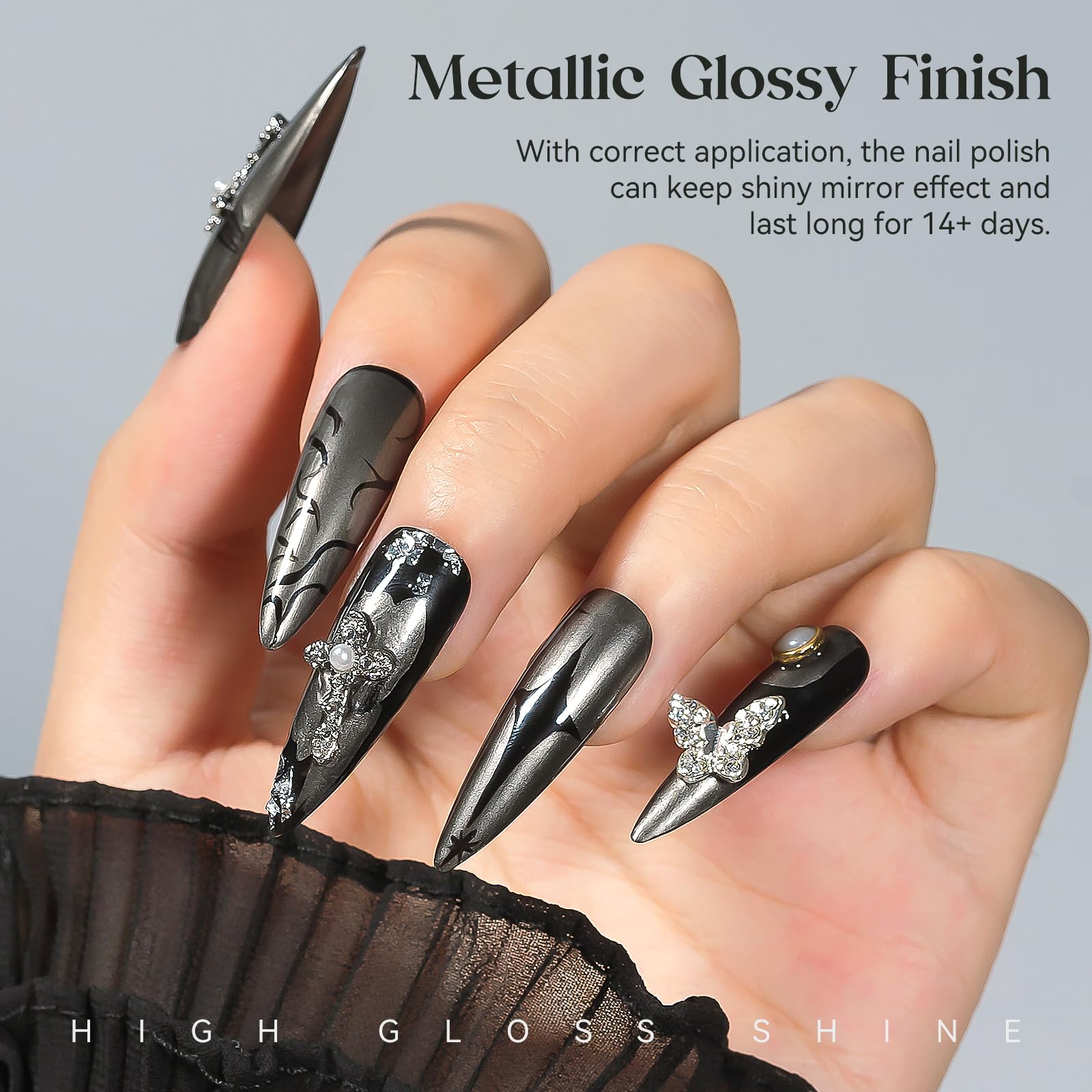 MIZHSE long-wear nail polish close-up indicating 7+ days potential