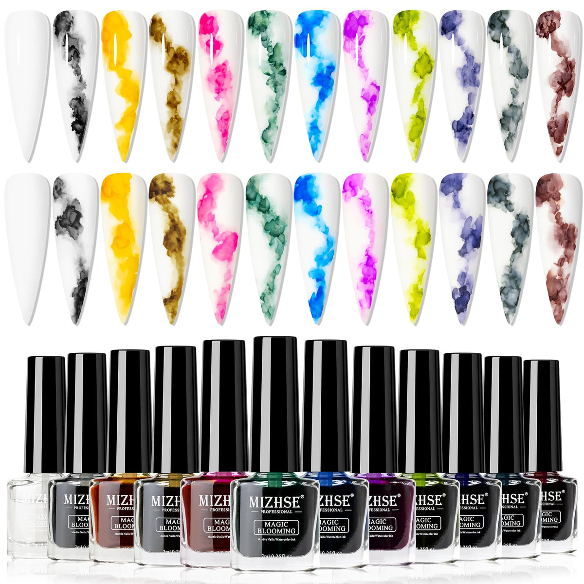 MIZHSE Marble Nail Polish color palette for creative DIY nail art inspiration