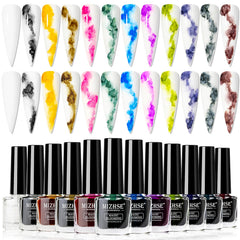 MIZHSE Marble Nail Polish color palette for creative DIY nail art inspiration