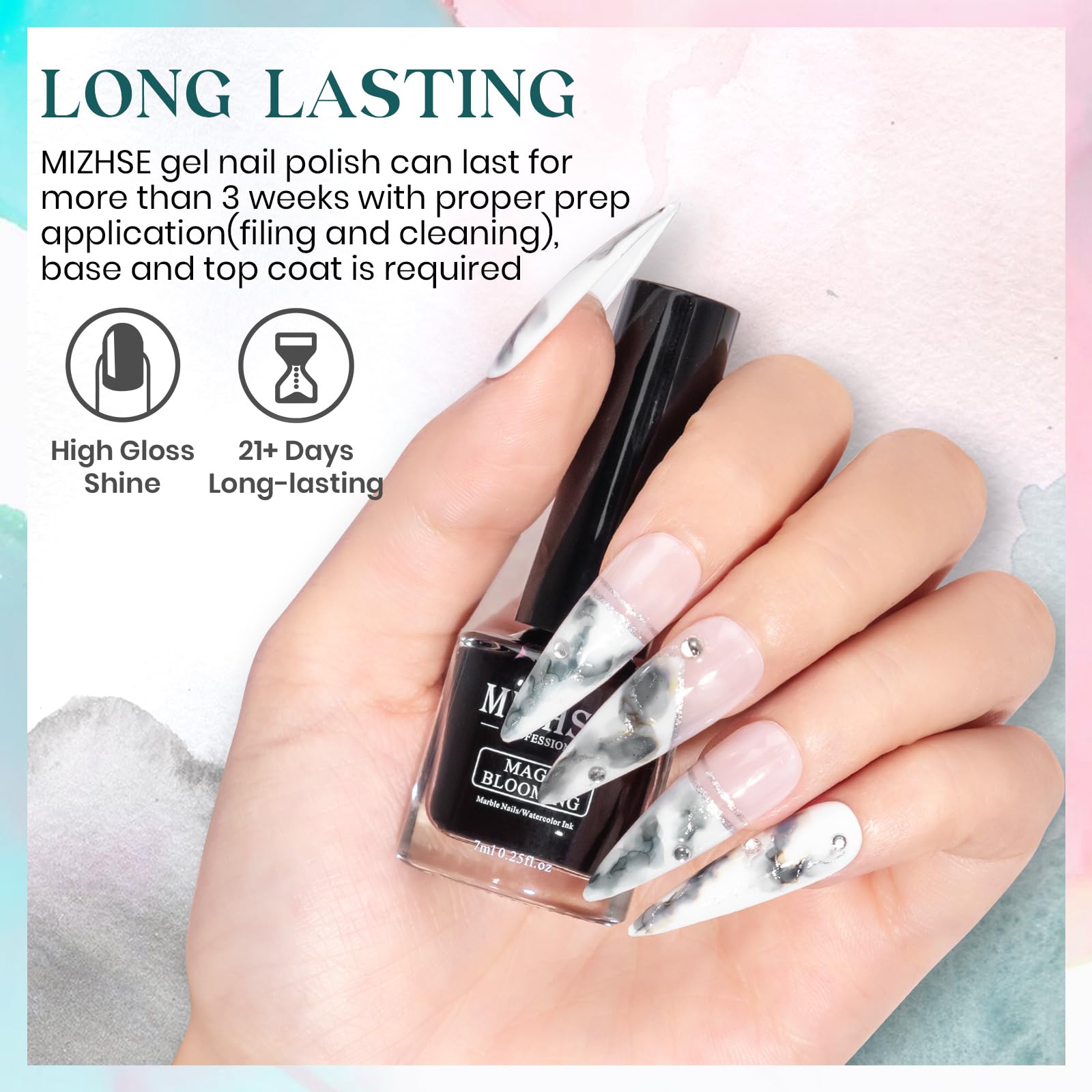 MIZHSE Purple Lavender marble polish adds soft floral vibes to nails
