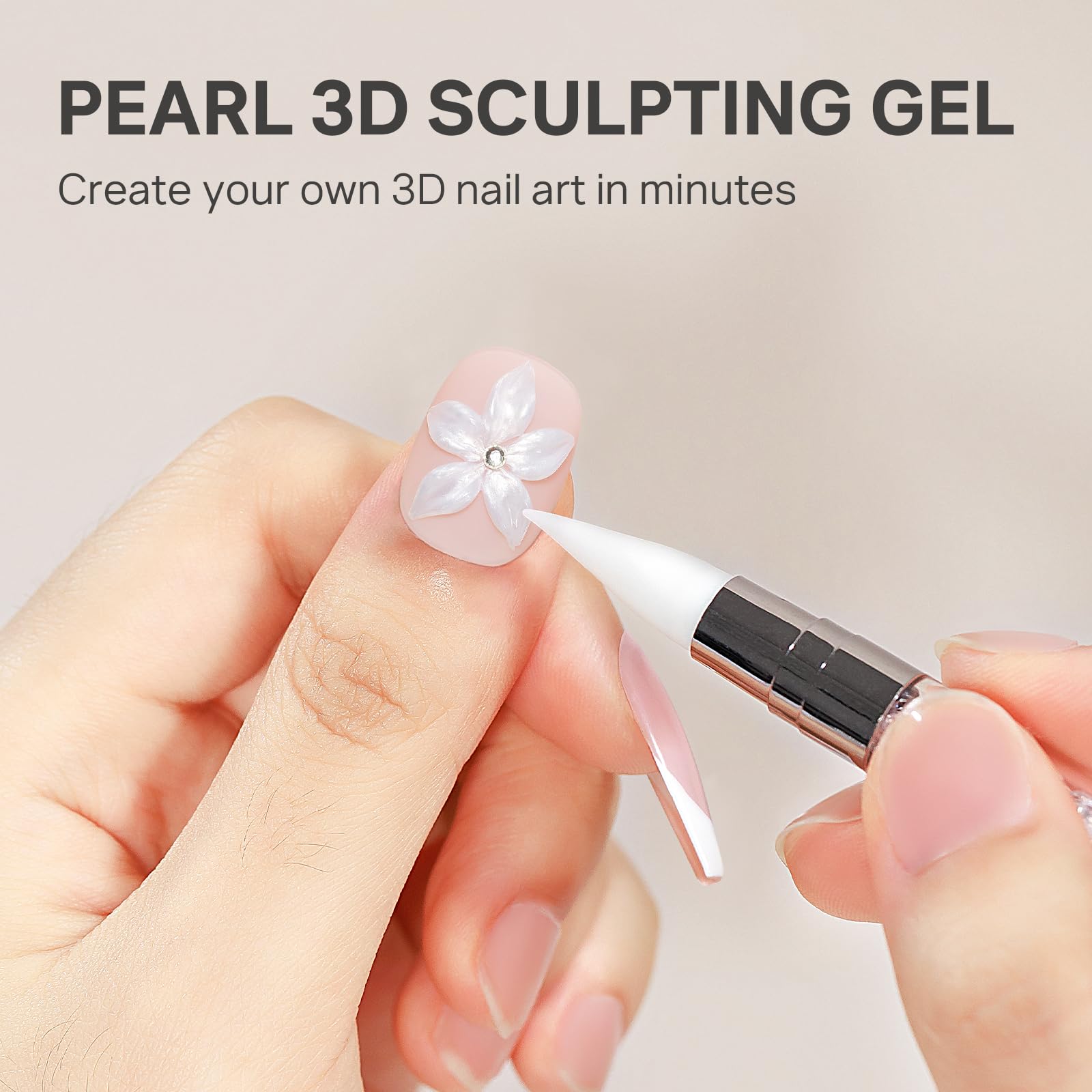MIZHSE Pearl 3D gel for carving and nail art designs with soft, workable texture.