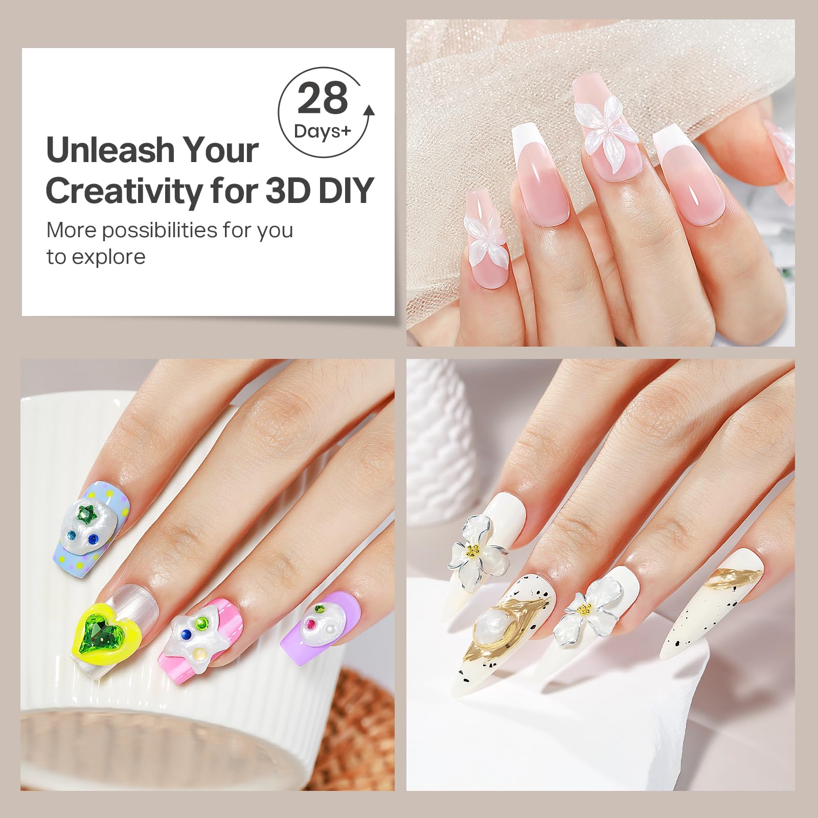 MIZHSE Pearl 3D gel uses natural resin and non-toxic ingredients for healthier nails.