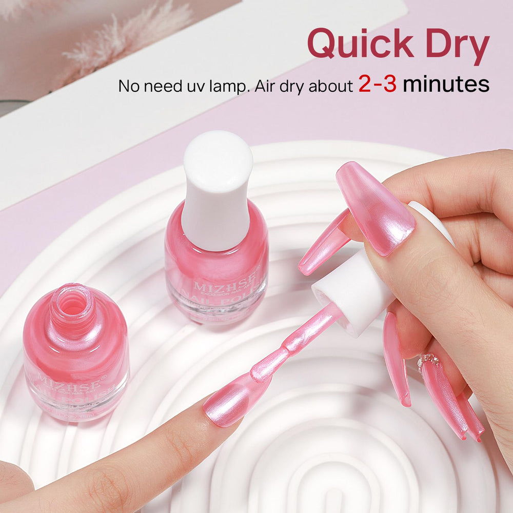 MIZHSE Pearlescent Rose Pink nail art on finger sample.