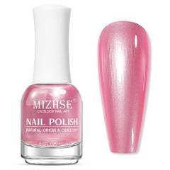 MIZHSE Pearlescent Rose Pink nail polish bottle front for quick-dry color.