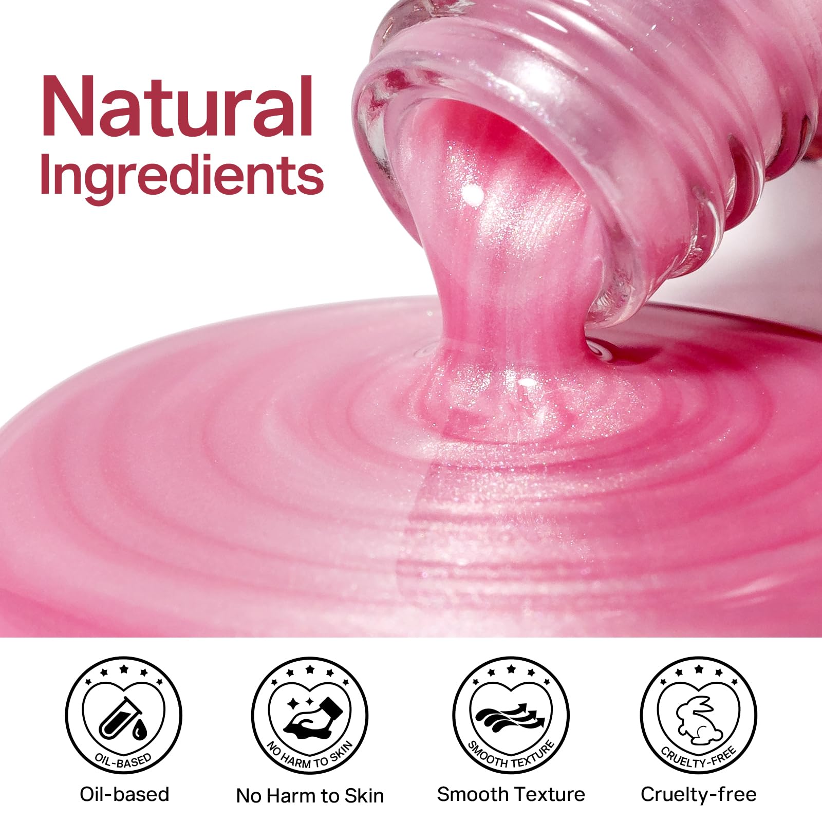 MIZHSE Pearlescent Rose Pink swirl closeup shows shimmering rose tone.