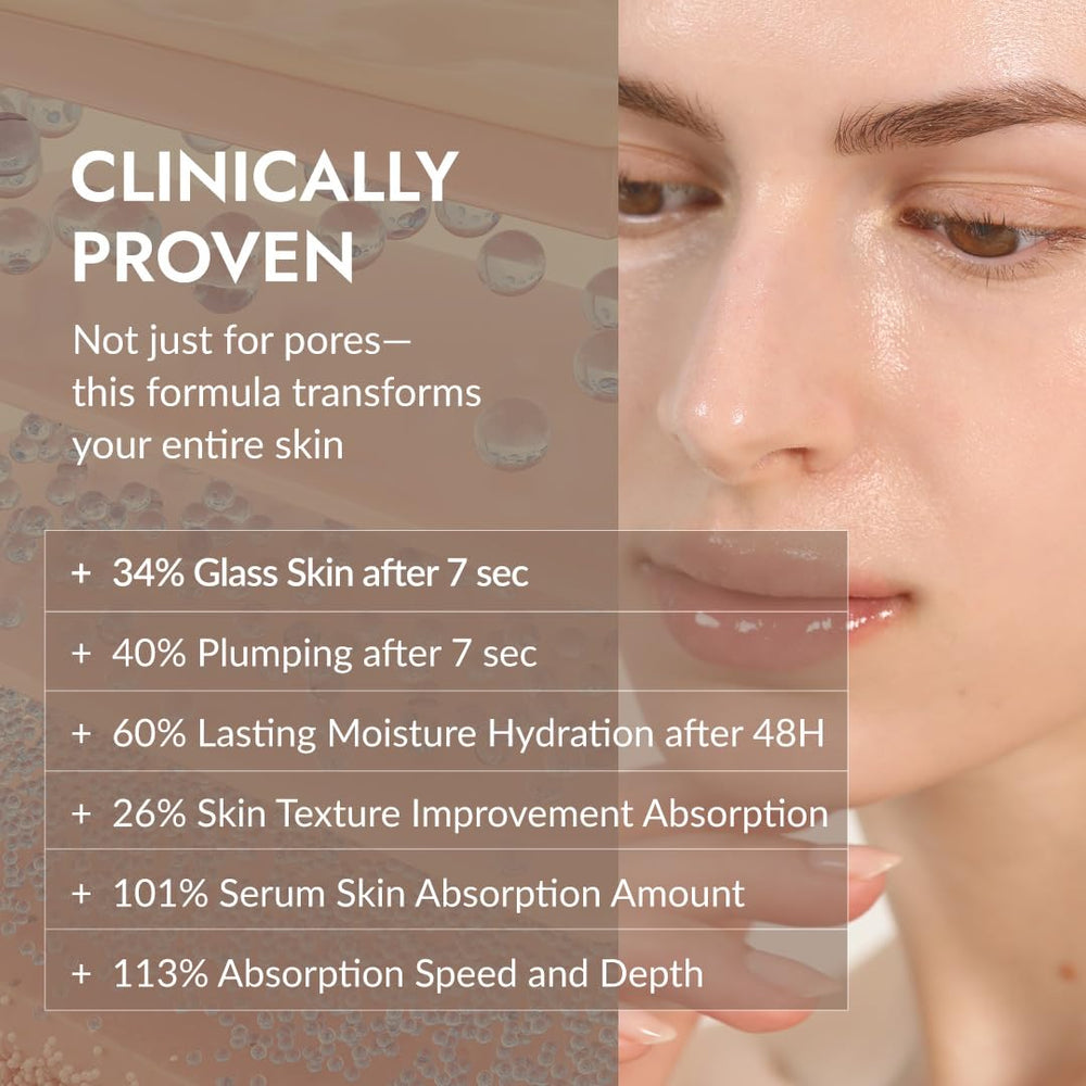 MIZON 7-Peptide Booster Serum illustration of niacinamide and hyaluronic acid components.