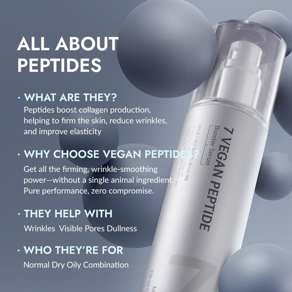 MIZON 7-Peptide Booster Serum texture swatch shows a light, fast-absorbing formula.