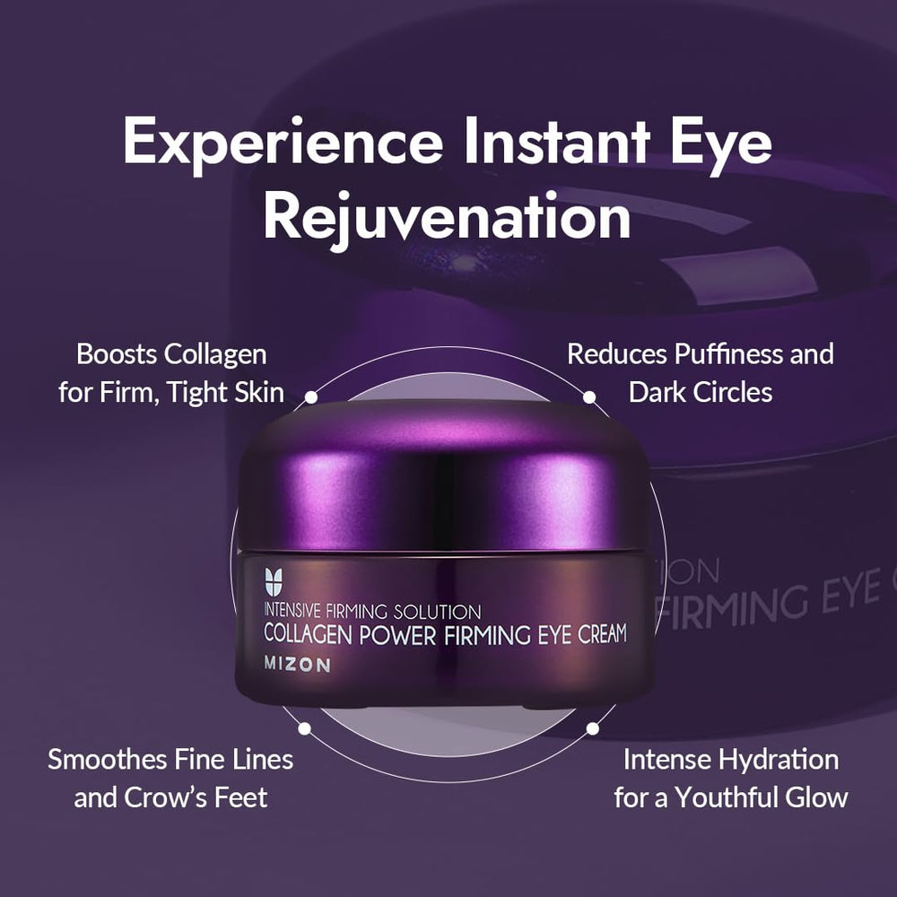 MIZON Collagen Power Firming Eye Cream texture closeup highlights rich, hydrating cream.