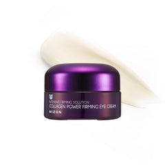 MIZON Collagen Power Firming Eye Cream tube demonstrates targeted wrinkle care and moisture.