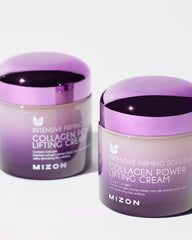 MIZON Collagen Power Lifting Cream ingredients visual highlighting marine collagen and hyaluronic acid