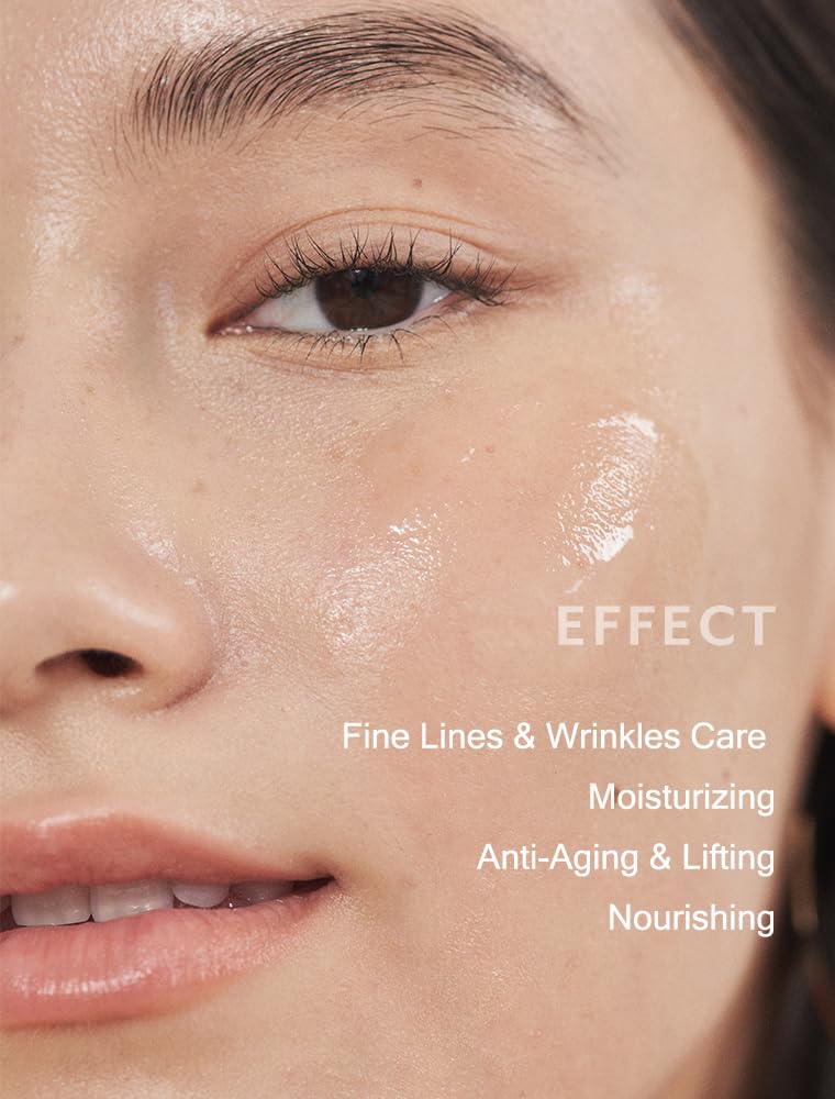 MIZON Collagen Power Lifting Cream texture closeup highlighting light, non-sticky feel