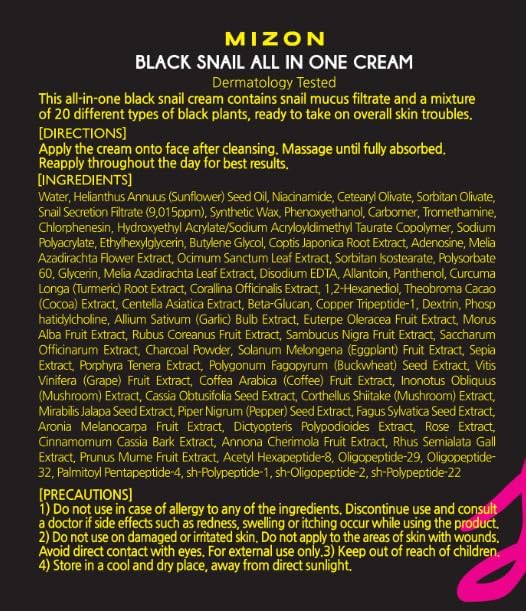 MIZON night-time skincare routine with black snail cream.