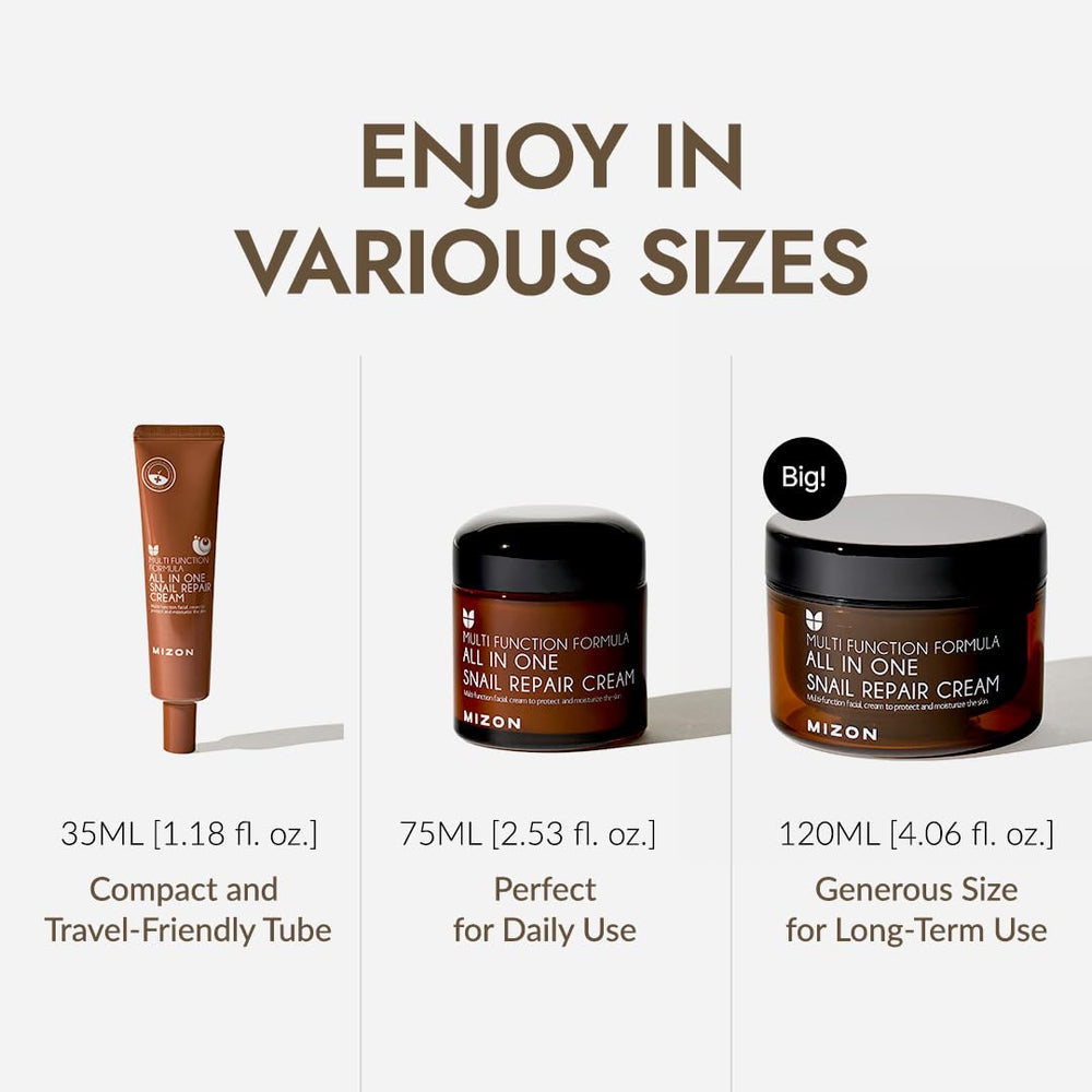 MIZON premium snail cream finish with non-greasy, refreshing feel