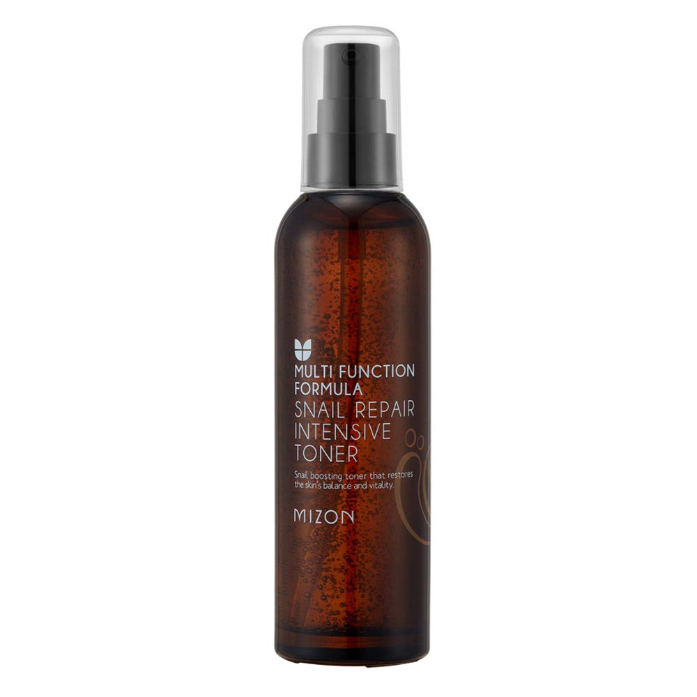 MIZON Snail Repair Toner pump dispensing a small amount for easy daily use.
