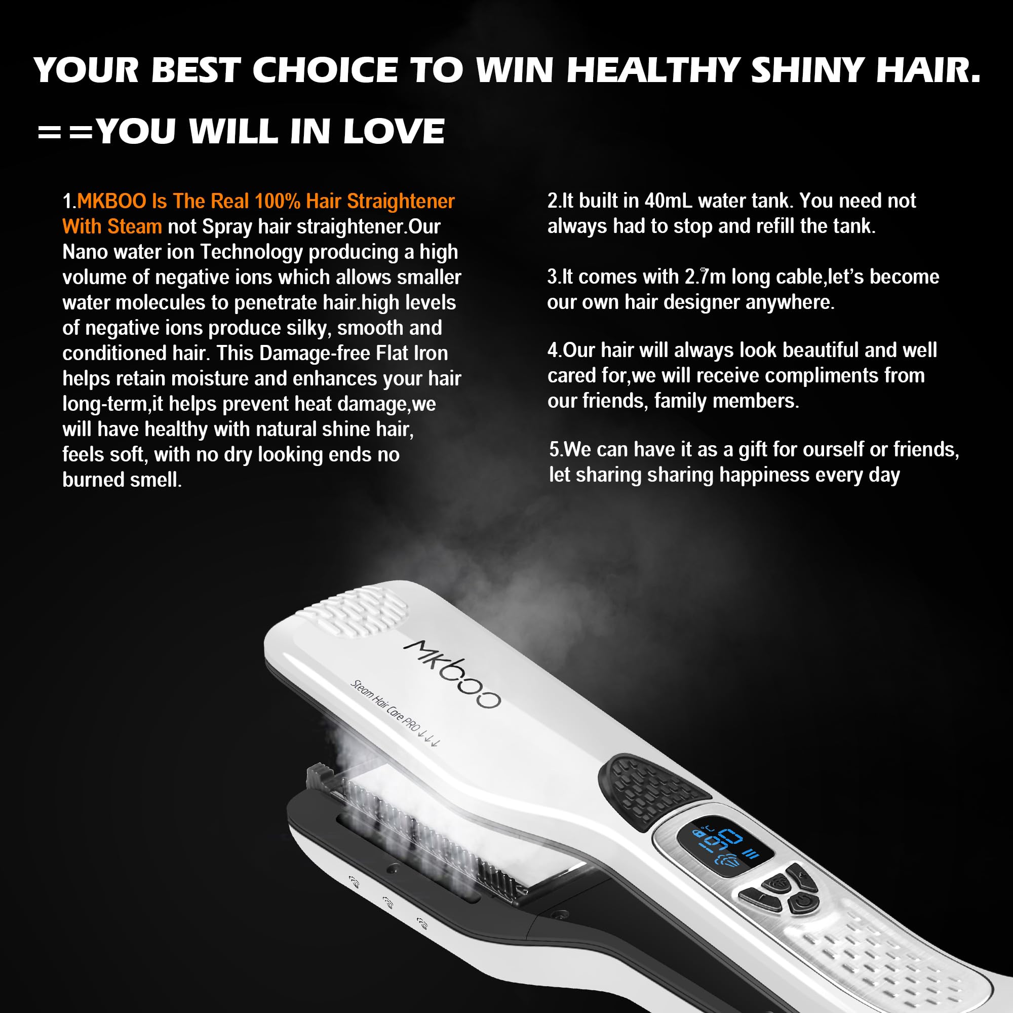 MKBOO 3D combs and titanium plate closeup aids tidy hair before straightening