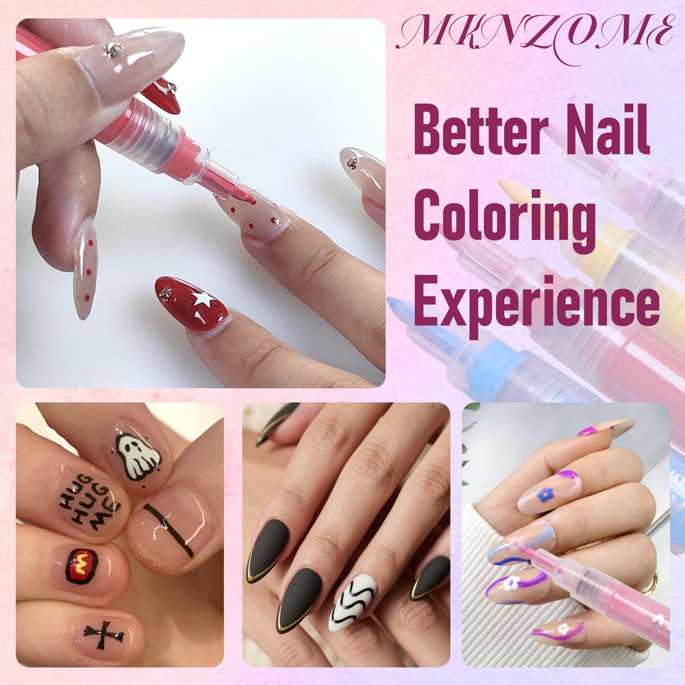 MKNZOME nail art on nails displaying intricate patterns and color depth