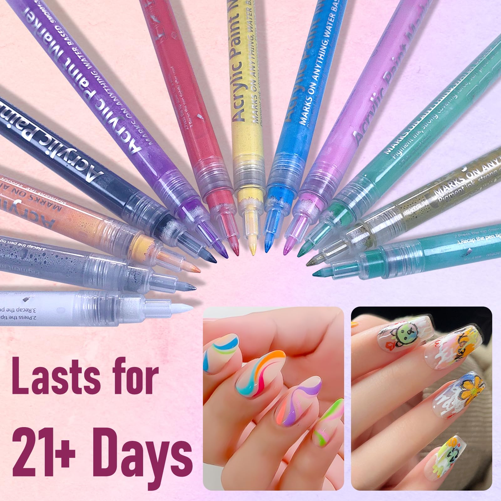 MKNZOME nail art pens in action drying quickly on nails
