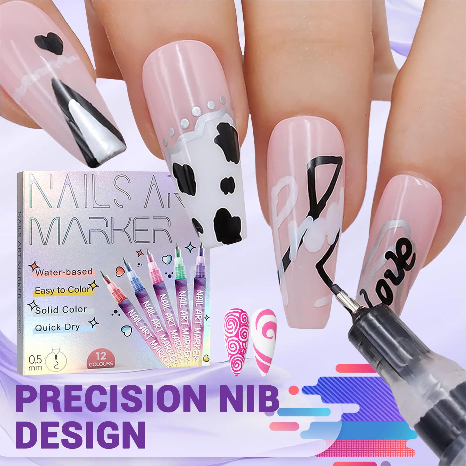 MKNZOME nail art pens easy-clean design for quick hygiene after sessions.