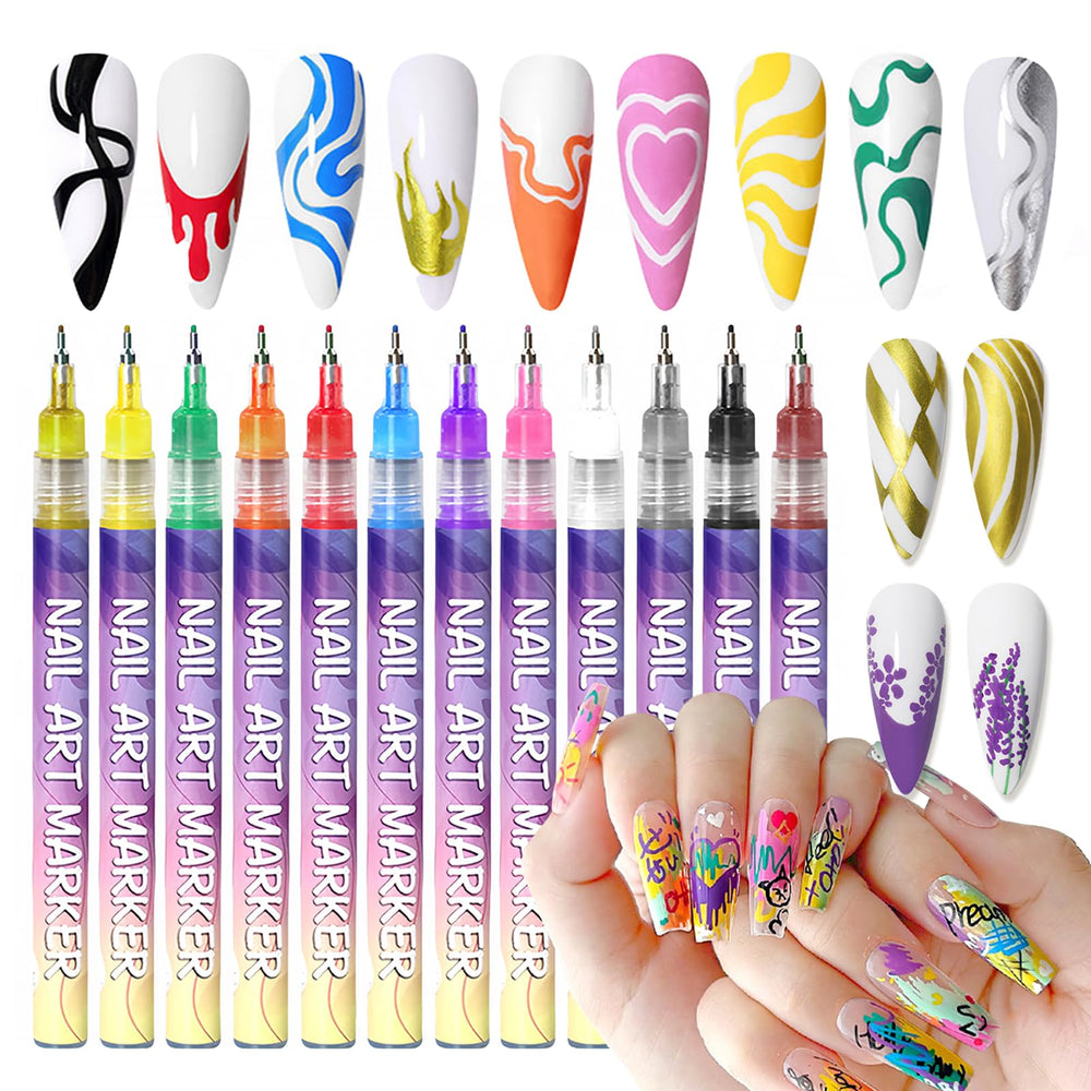 MKNZOME nail art pens quick-drying ink for crisp linework.