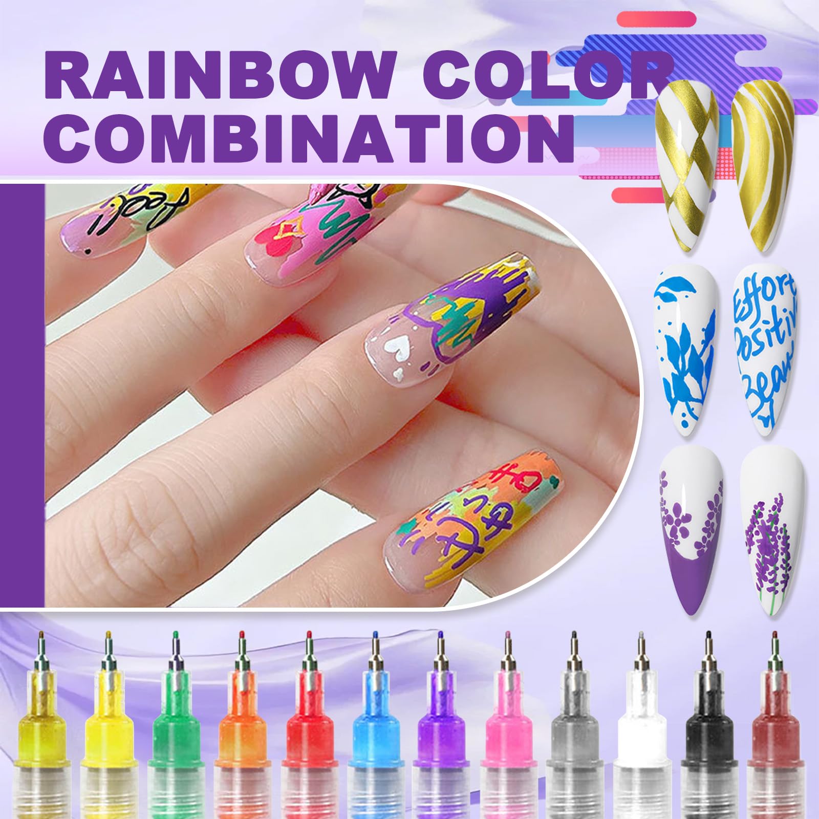 MKNZOME nail art pens vibrant colors drying quickly for smudge-free nails.