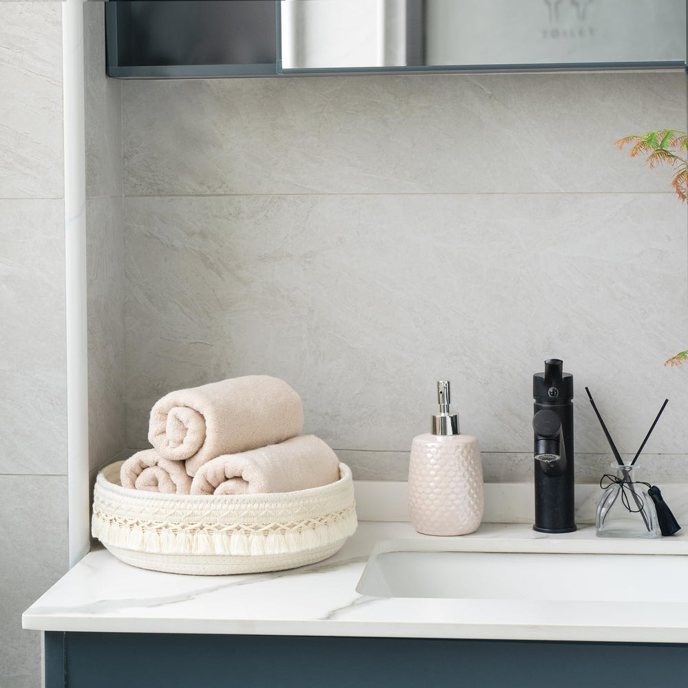 Mkono gift-worthy makeup storage basket enhances any vanity or dresser.