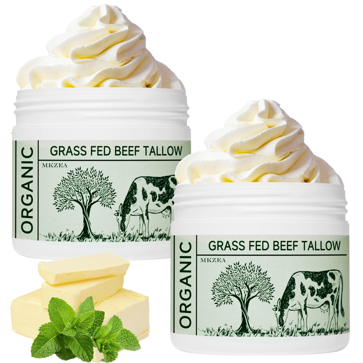 mkzea beef tallow face moisturizer pack closeup showing rich hydration for daily skin care