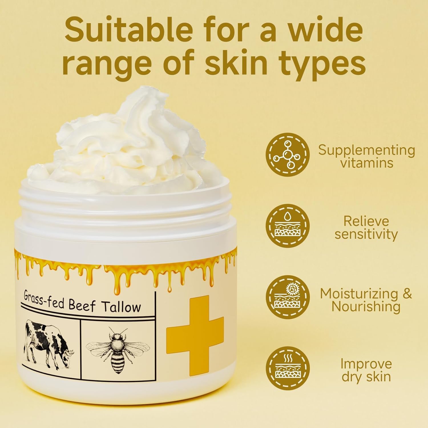 MKZEA beef tallow skin-application shows soothing moisturizer on dry patches.