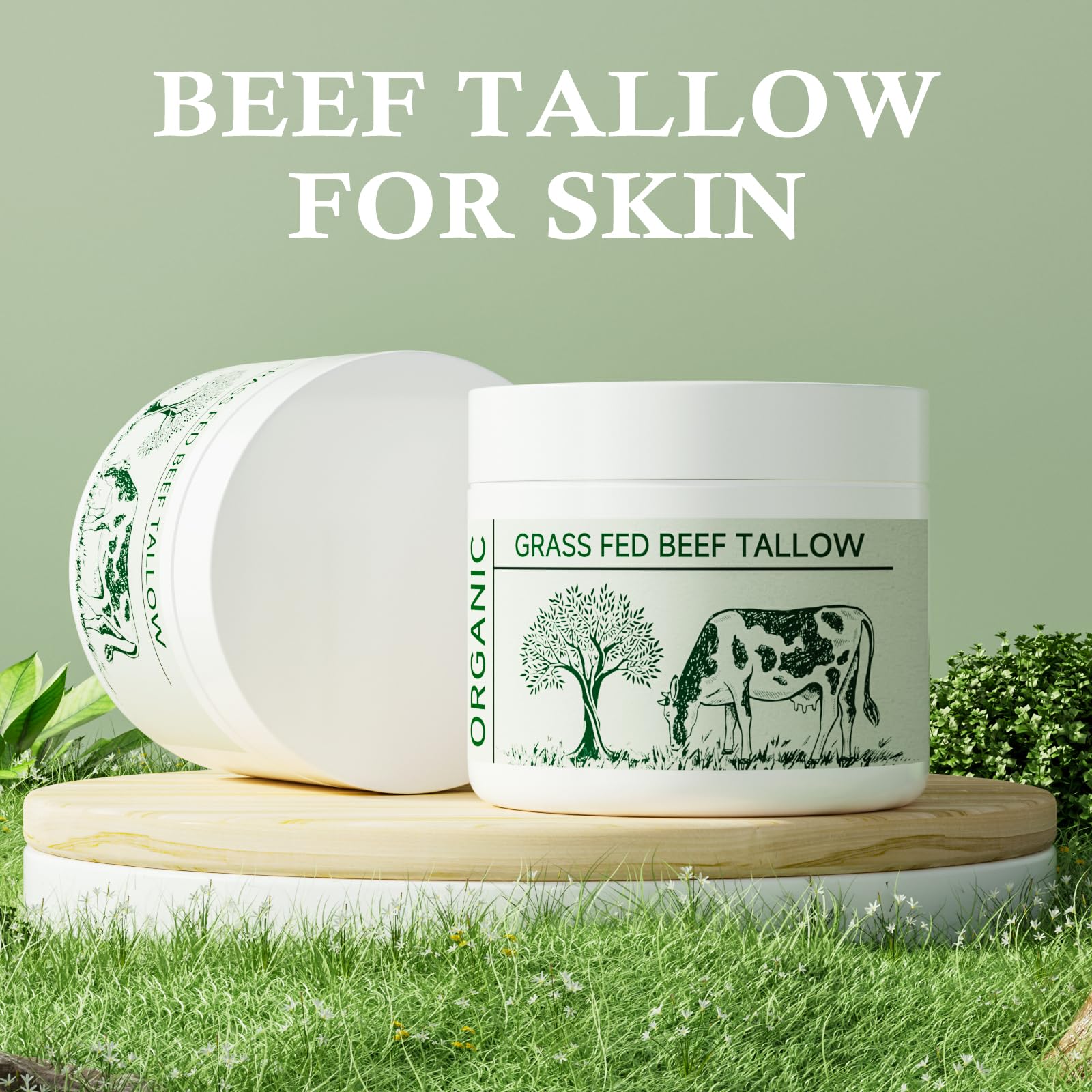 Hands applying MKZEA beef tallow moisturizer on body for hydration