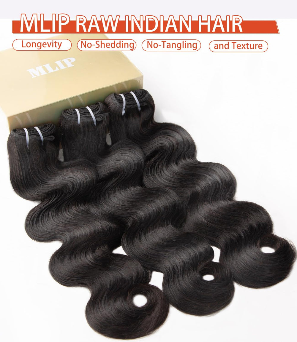 MLIP Raw Indian Body Wave bundle 20-inch delivers dramatic length and smooth texture.