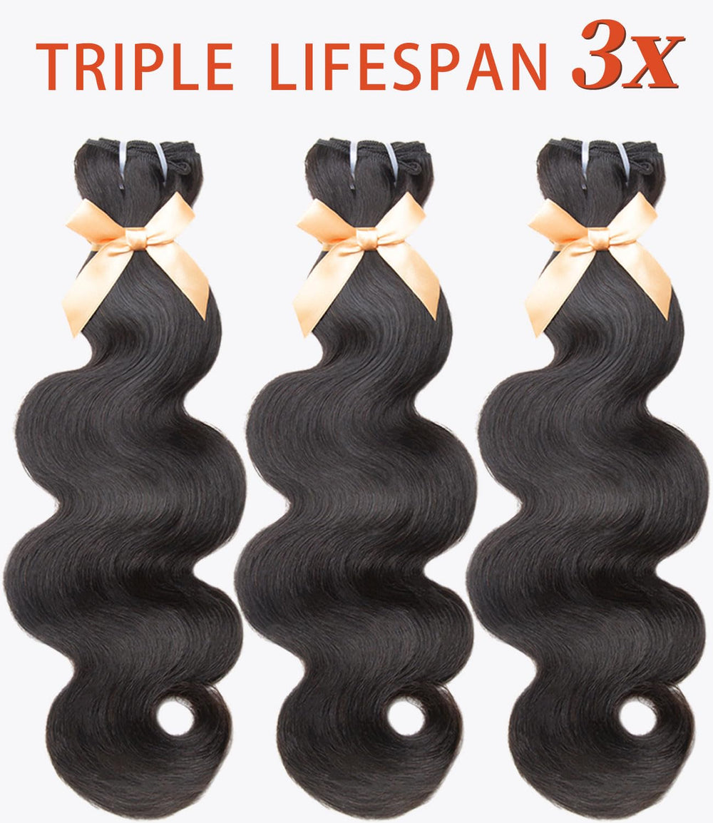 MLIP 3x Lifespan bundle image demonstrates durable, long-lasting hair with proper care.