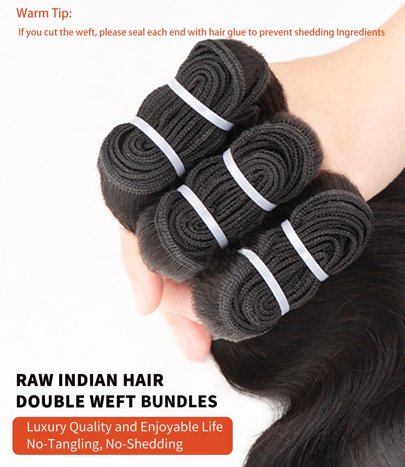 MLIP no tangling feature close-up shows even cuticles and tidy wefts.