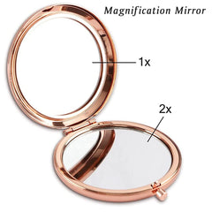 MLLXX durable metal-shell compact mirror designed for purse-size portability