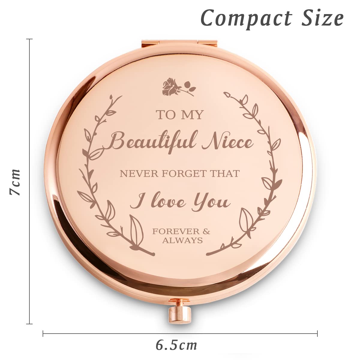 MLLXX compact mirror back design highlighting sentimental engraving for birthdays