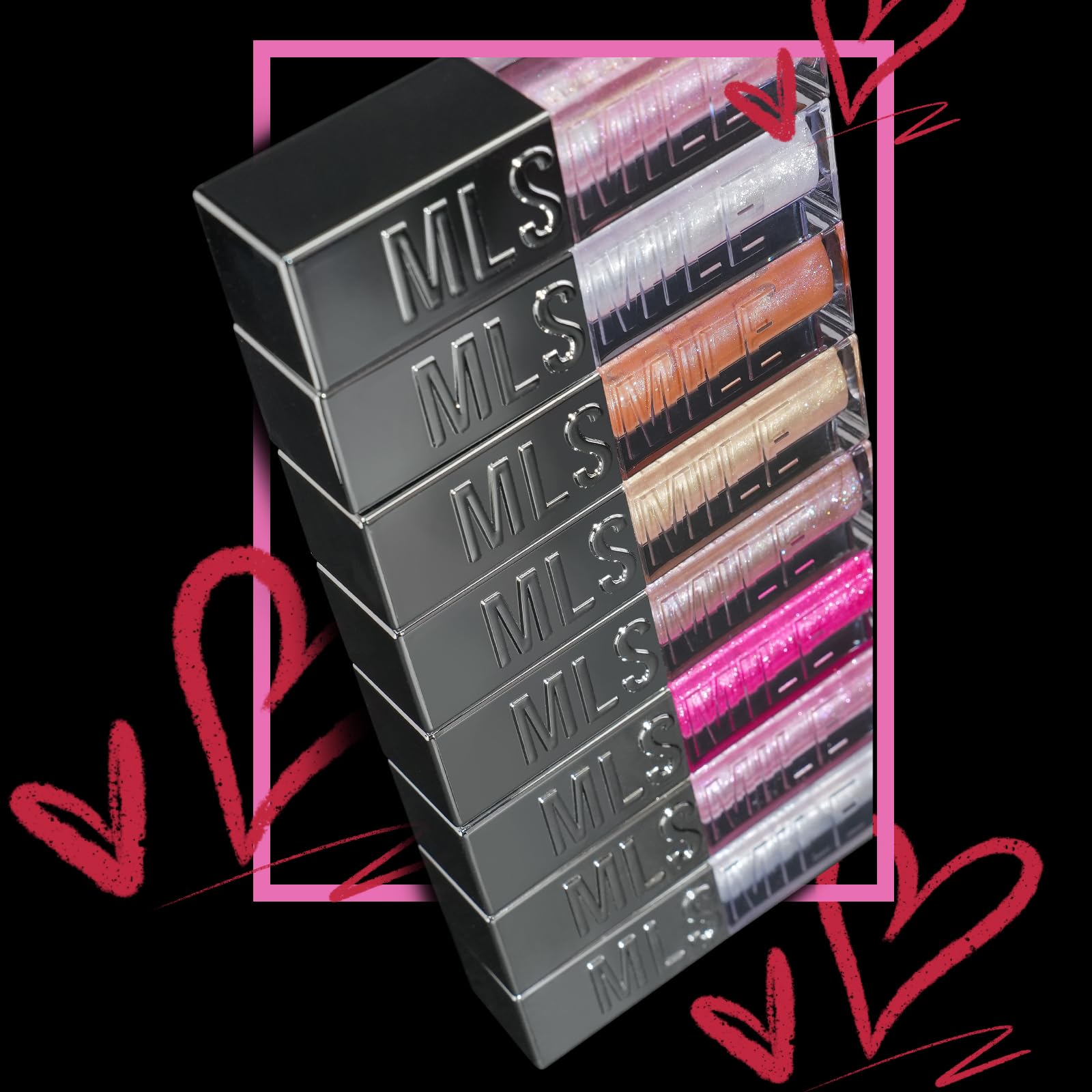 MLSMILE lip gloss closeup showing high-shine sparkle and texture.