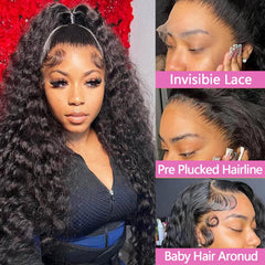 MMFZPHEIR water wave lace front wig, length visible, natural pre-plucked hairline for seamless styling.