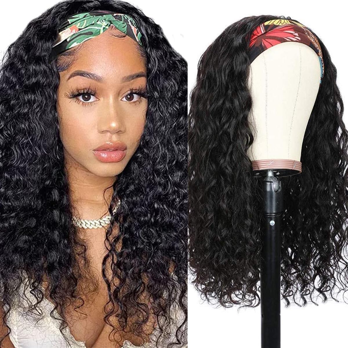 mmiQus 22inch water wave wig length with natural shine for daily styling