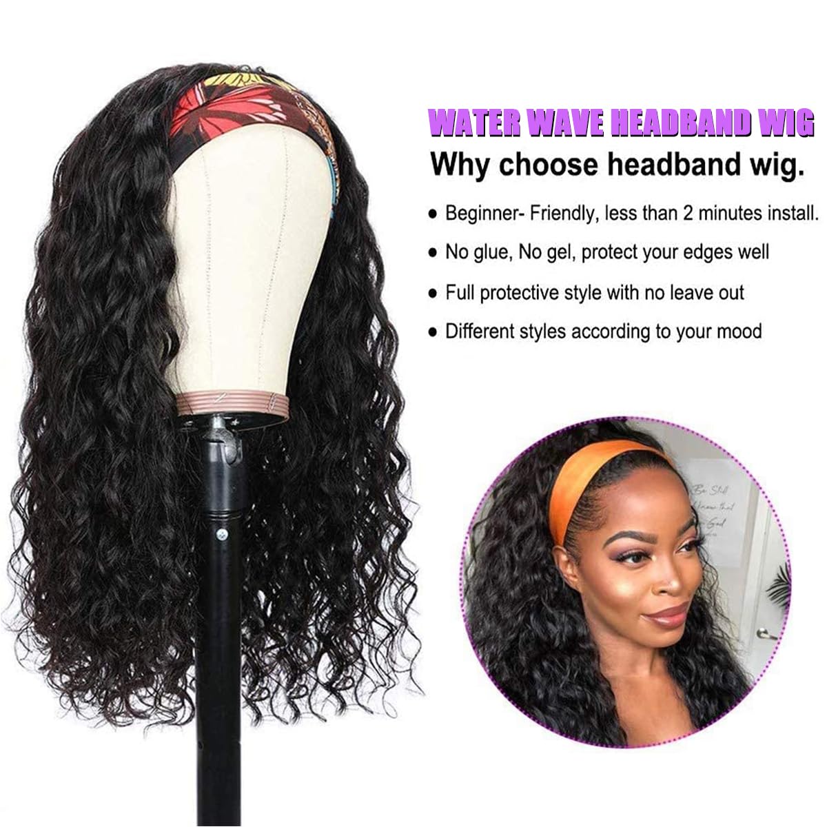 mmiQus glueless headband cap close-up with adjustable Velcro for secure fit