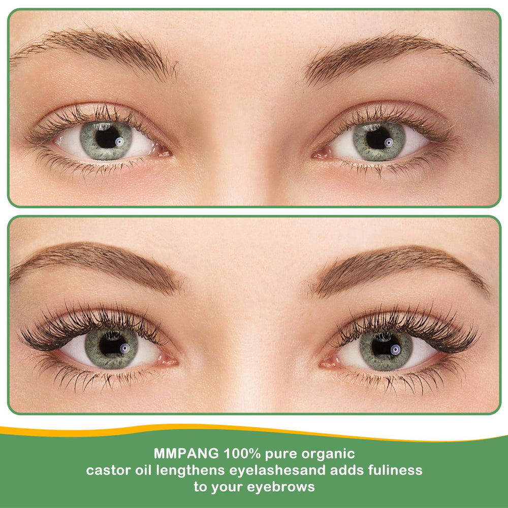 MMPANG Castor Oil brow care application supports healthier-looking brows.