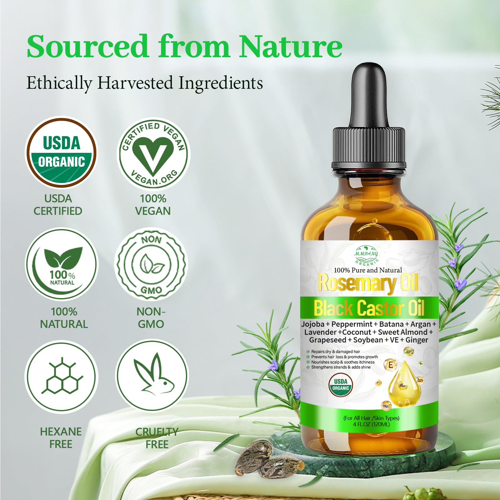 MMPANG rosemary oil on scalp during application provides soothing relief.