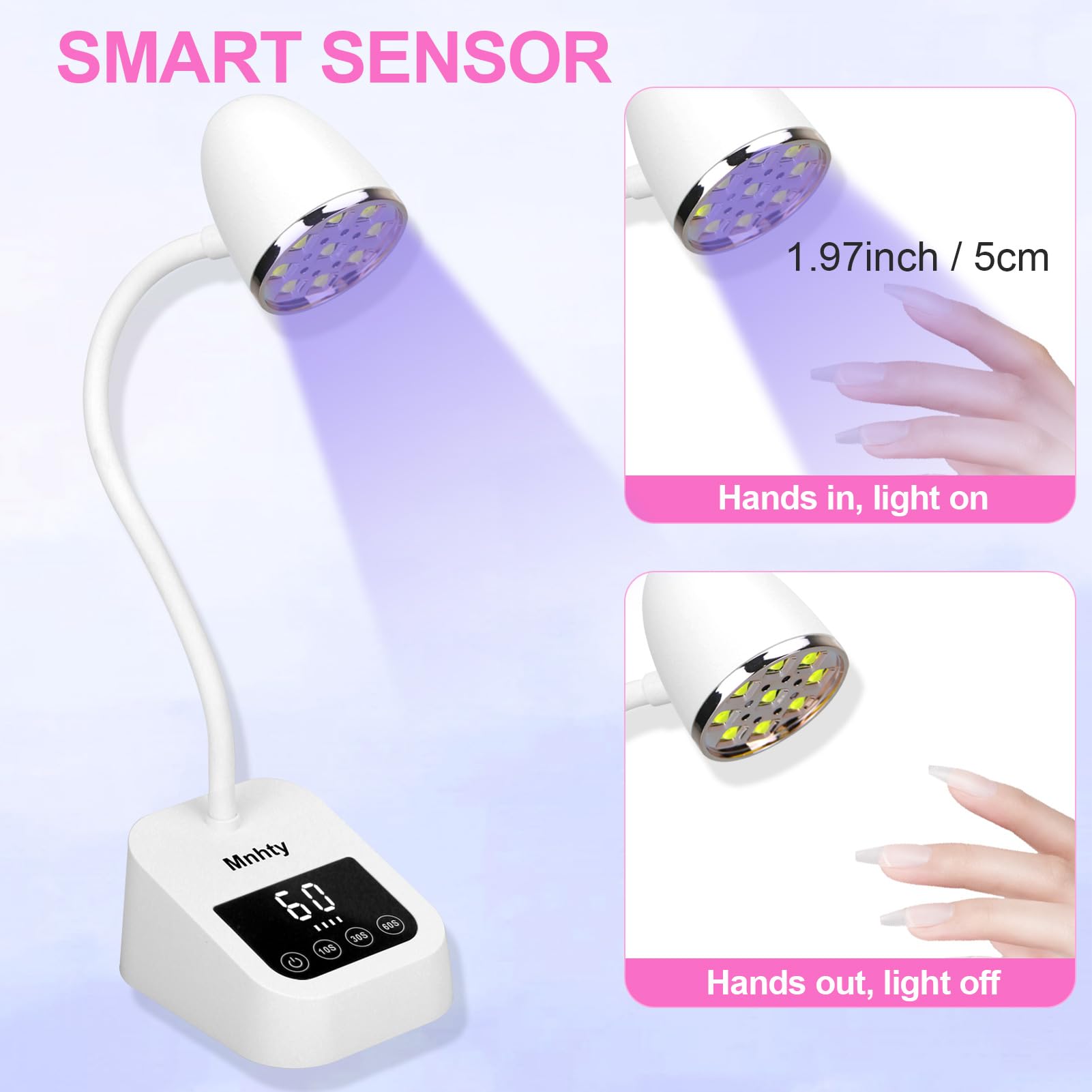 Mnhty cordless gel nail curing with 1800mAh battery enables six-hour use
