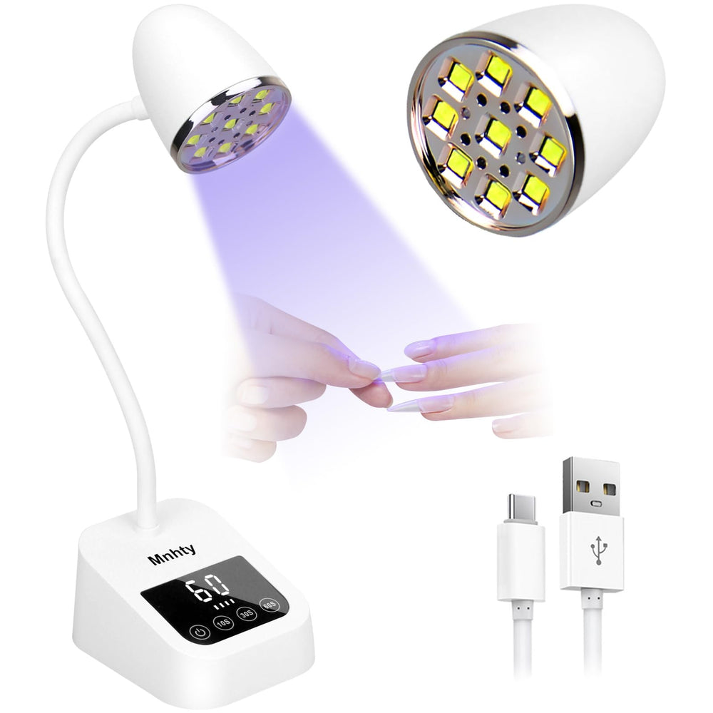 Mnhty U V LED Nail Lamp front view highlights portable cordless design for gel nails